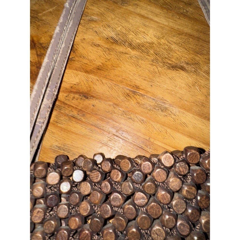 The Sak Wooden Bead Handbag Brown Handmade in Indonesia Boho Y2K Style - Picture 3 of 11